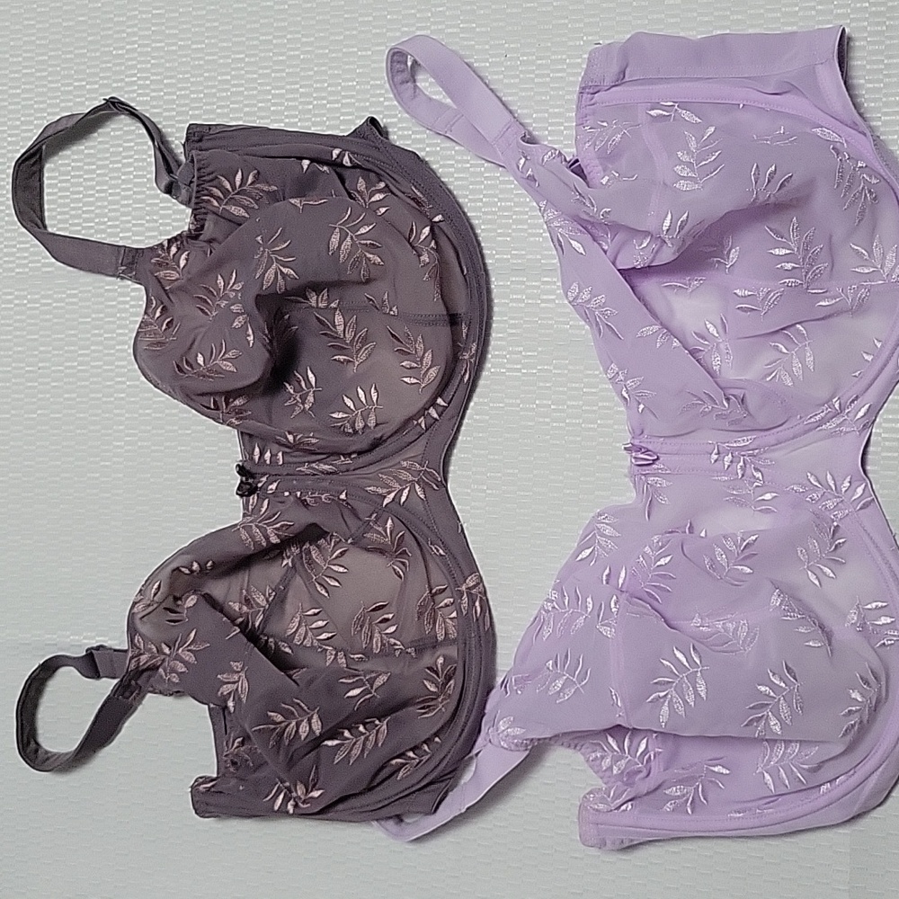 Sheer Floral Underwire Bra - Lavender